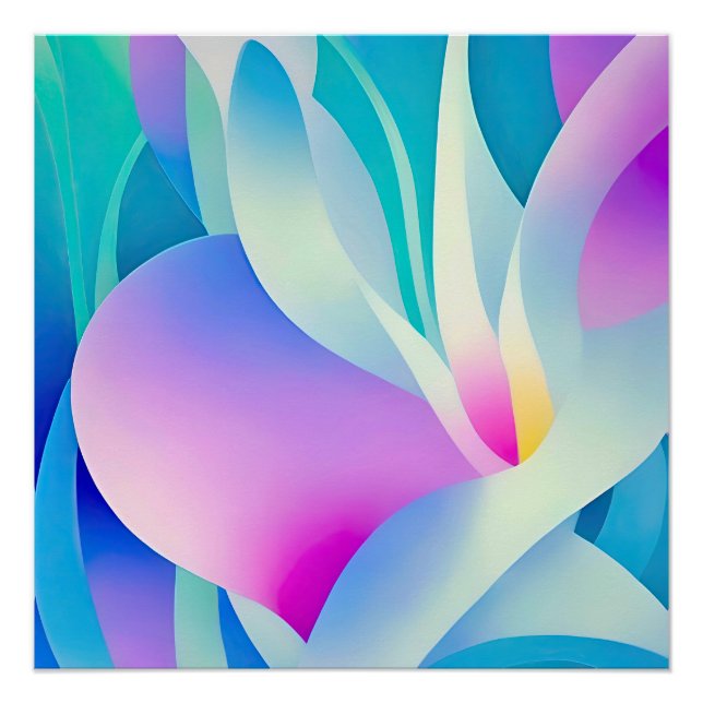 Póster Florais fluidos em Pastel (Frente)