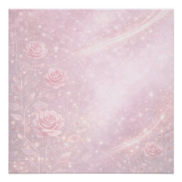 Póster Florais rosa e cinza pérola Arte de IA