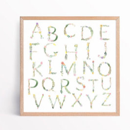 Poster Floral ABC Alphabet Nursery Art