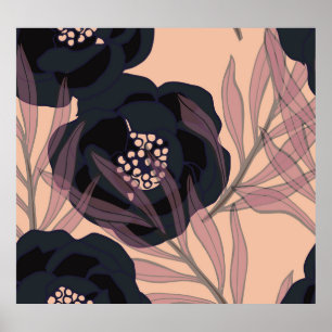 Poster Floral abstrato elegância, fundo artístico.