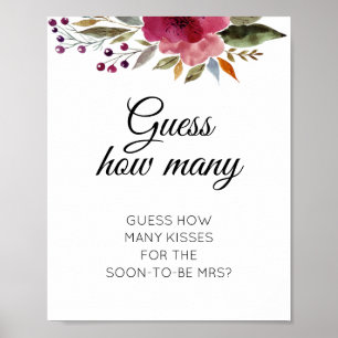 Poster Floral Adivinha Quantos Beijos Jogam O Chá de pan