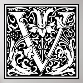 Poster Floral alfabet Monograma - Letra V