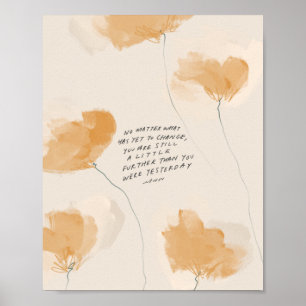 Poster Floral Amarelo Dourado com citação Inspiracional