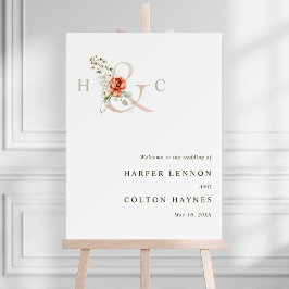 Poster Floral Ampersand Elegant Wedding Sign