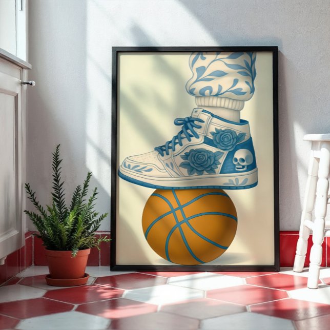Poster Floral Azul - Névoa no Basquete (Criador carregado)