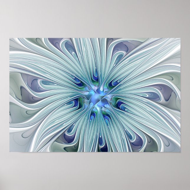 Póster Floral Beauty Abstrato Modern Blue Pastel Flower (Frente)