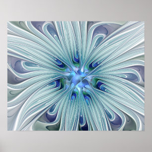 Póster Floral Beauty Abstrato Modern Blue Pastel Flower