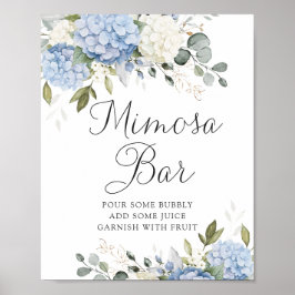 Poster Floral Blue Hydrangea Greenery Casamento Mimosa Ba