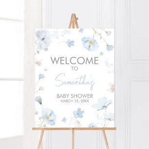 Poster Floral Blue Primavera Baby in Bloom Welcome