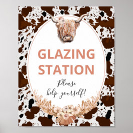 Poster Floral Boho Highland - Sinal de Festa de aniversár