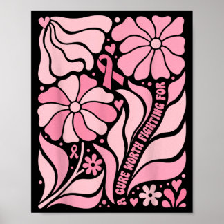 Poster Floral Boho Sobrevivente de Câncer de Mama Uma Cur