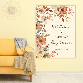 Poster Floral Boho Wildflower Ivory Chá de fraldas Bem-vi