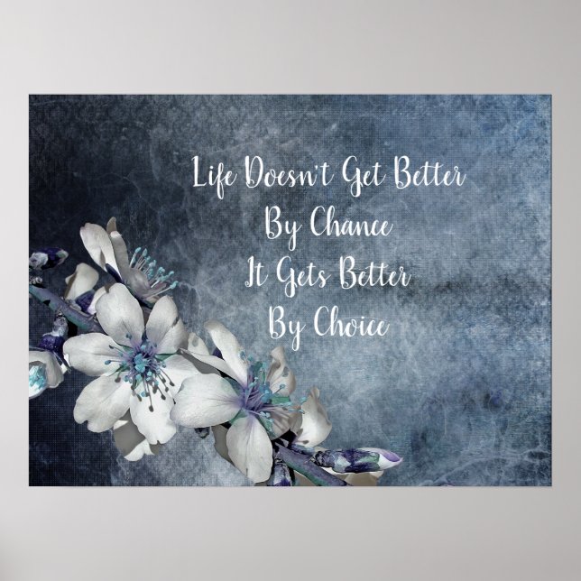 Poster Floral Branco de Cotação Inspiracional e Motivacio (Frente)