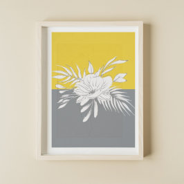 Poster Floral Branco Moderno no no Colorblock