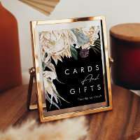 Floral Branco | Placa de Cartões e Presentes Preto