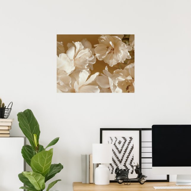 Poster Floral Branco Suave (Escritório em casa)