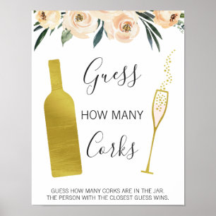 Poster Floral Bridal Shower Guess How Many Corks Sign