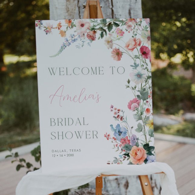 Póster Floral Bridal Shower Welcome Sign Wildflower (Criador carregado)