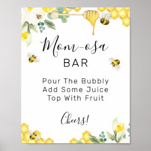 Poster Floral Bumble Bee Chá de fraldas Mãe-Osa Sinal de 
