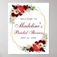 Floral Burgundy Dourada Boho Chá de panela Bem-vin