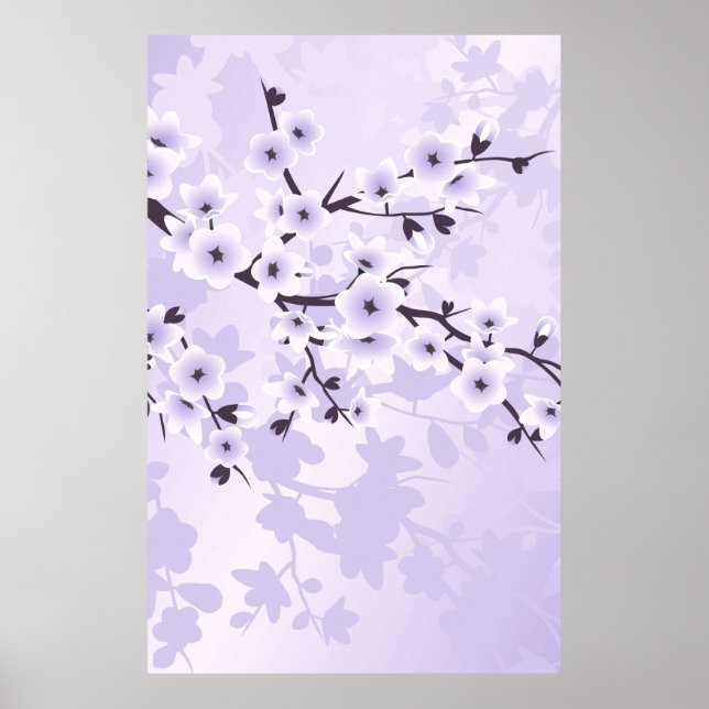 Póster Floral Cherry Blossomo Roxo (Frente)