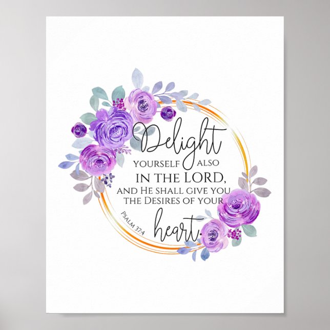 Poster Floral Christian Delight A Si Mesmo No Senhor Bibl (Frente)