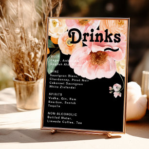 Poster Floral Colorida Negrito   Menu Black Wedding Beink