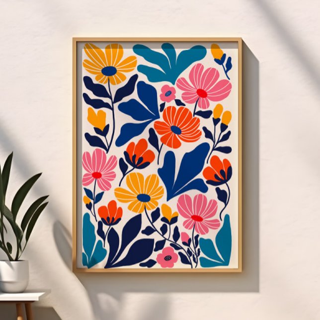Póster Floral Contemporâneo de Abstrato de Inspiração Mat (Criador carregado)