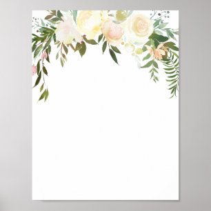 Poster Floral Cor de Água Rosa - Adicionar seu pr