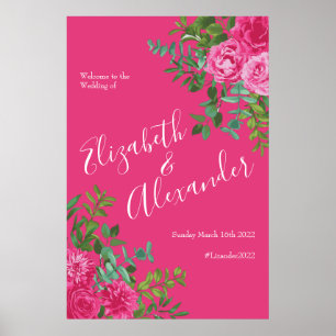 Poster floral cor-de-rosa brilhante da boa vinda