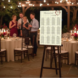 Póster Floral Cream Heart Wedding Seating Plan 12 Tables