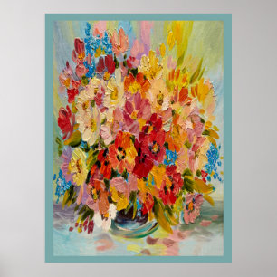 Poster floral da pintura a óleo