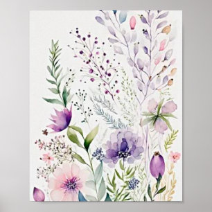 Poster Floral de aquarela