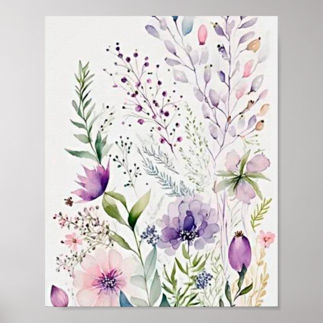 Poster Floral de aquarela (Frente)