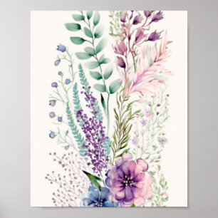 Poster Floral de aquarela