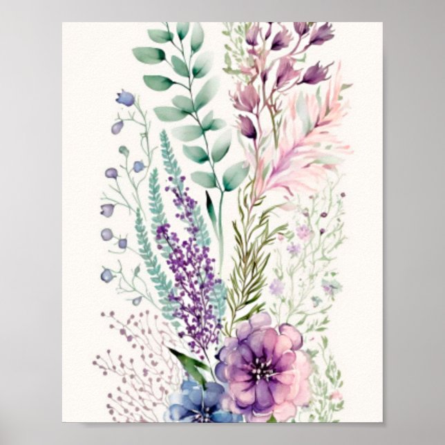 Poster Floral de aquarela (Frente)