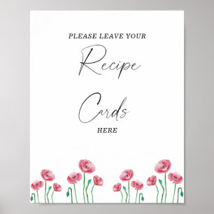 Poster Floral de Aquarela Seu cartão de receita aqui