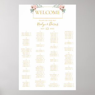 Poster Floral de Blush Elegante Gráfico de assentos al