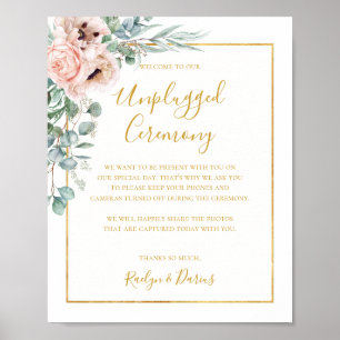 Poster Floral de Blush Elegante   Sinal de cerimônia des
