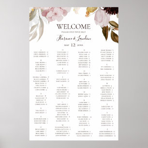 Poster Floral de Blush Moderno   Gráfico de assentos alf
