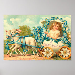Poster Floral de Carruagem de Ovos de Páscoa