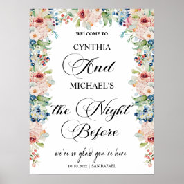 Poster Floral de Casamento "A Noite Antes" do Elegante