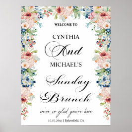 Poster Floral de Casamento 'Sunday Brunch' do Script Eleg
