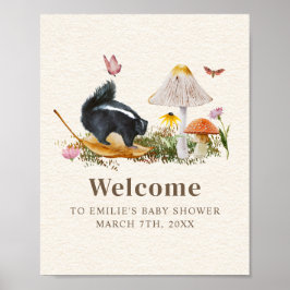 Poster Floral de Chá de fraldas de Garota Nadadora