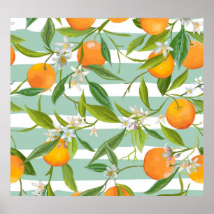 Poster Floral de Frutas Laranja: Vintage Invisível.