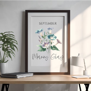 Póster Floral de Glória da Manhã do Mês de Nascimento de 