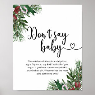 Poster Floral de Natal Não diga bebê
