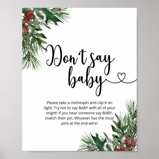Poster Floral de Natal Não diga bebê (Frente)