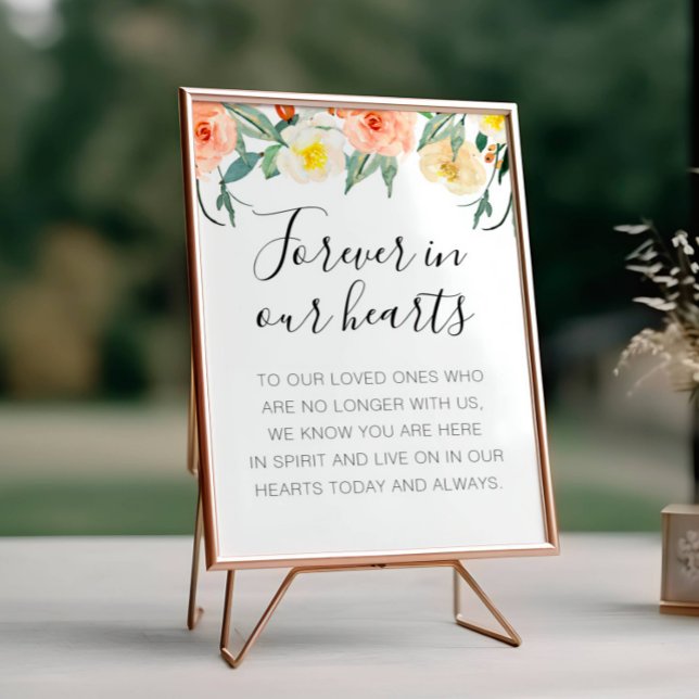 Poster Floral de Pêssego Para Sempre Em Nossos Corações M (Criador carregado)