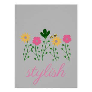 Póster Floral de primavera e Verão Personaliza Meninas